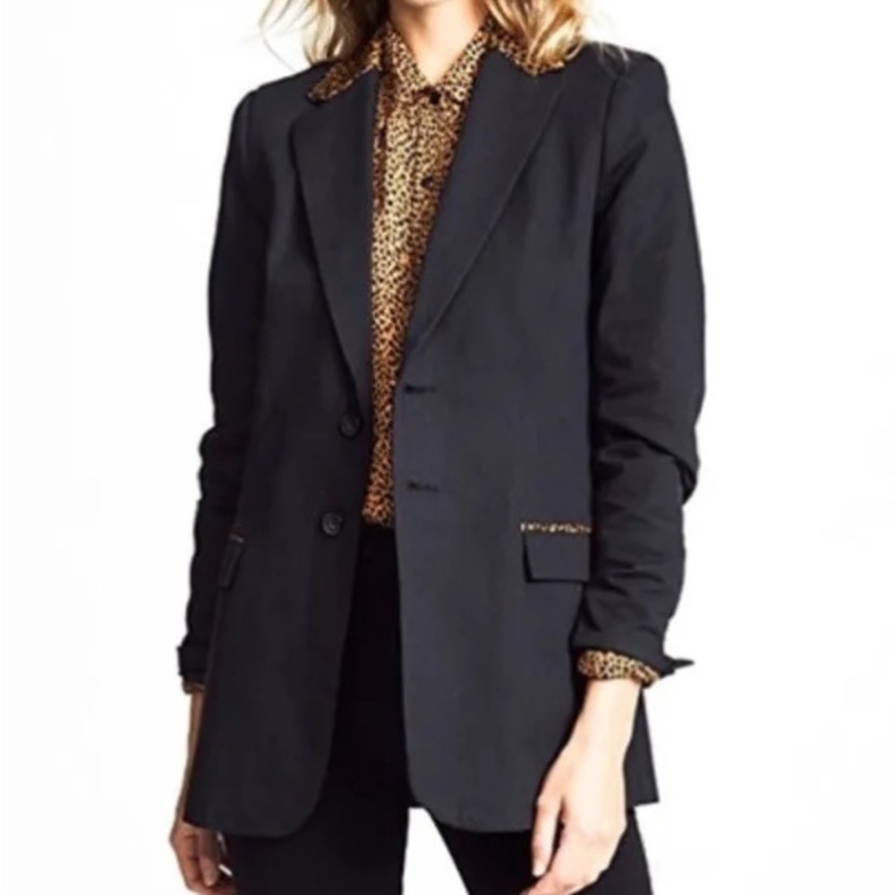 Current/Elliot Calla Blazer with Leopard Print Trim - 2